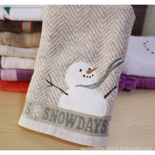 100% Cotton Towel Christmas Gift Towel with Embroidery (WJ-F1057)
